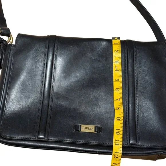 Lauren Ralph Lauren Black Leather Shoulder Bag Vintage